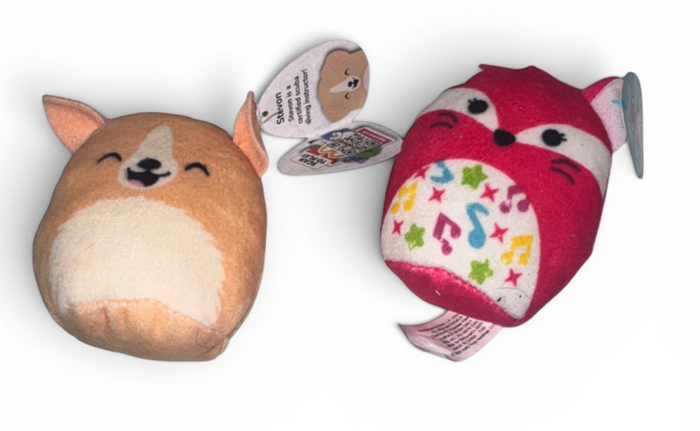 McDonalds Squishmallows Lot Stevon Dog & Fifi Fox Mini Plush Happy Meal Toys